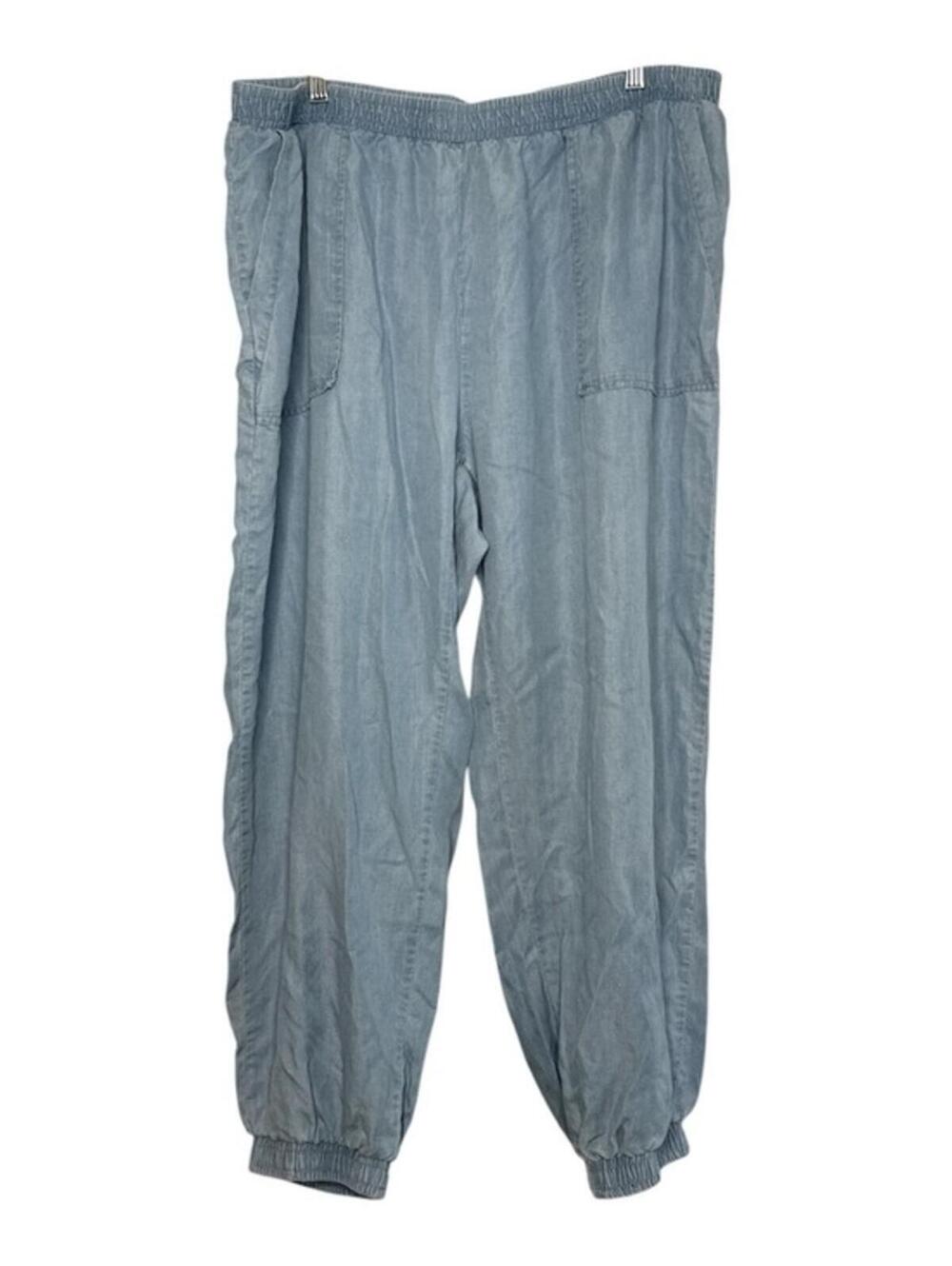 Zac & Rachel Women's Pull-On Blue Chambray Ankle Joggers Size 1X